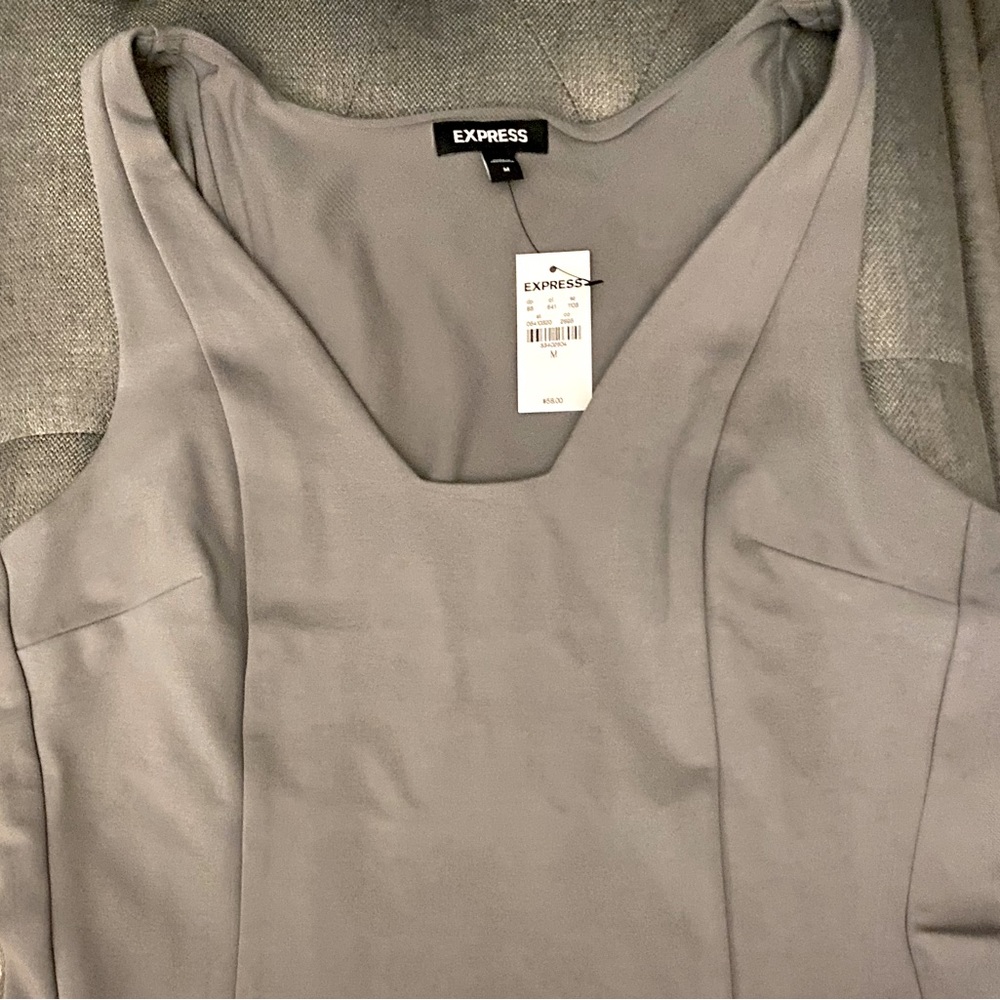 NEW! Gray crop top. Polyester blend. Square neckline